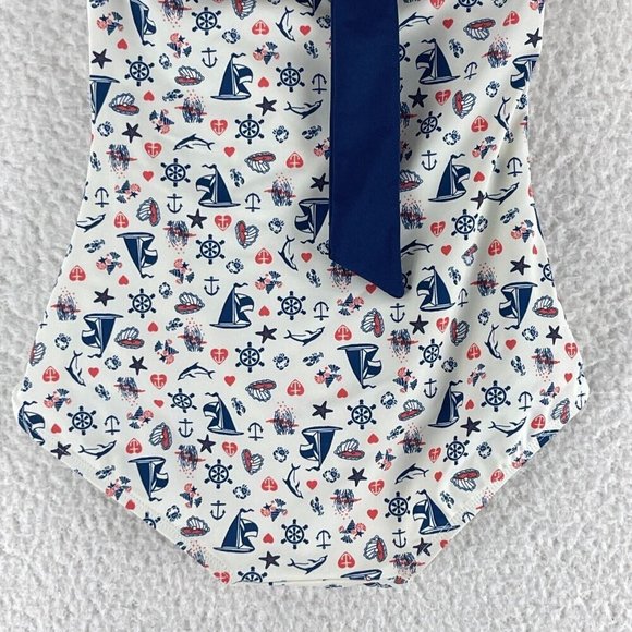 Girl Howdy Nautical Ruched Halter One Piece Swimsuit‎ Womens Made in USA Size 6 - Picture 10 of 10